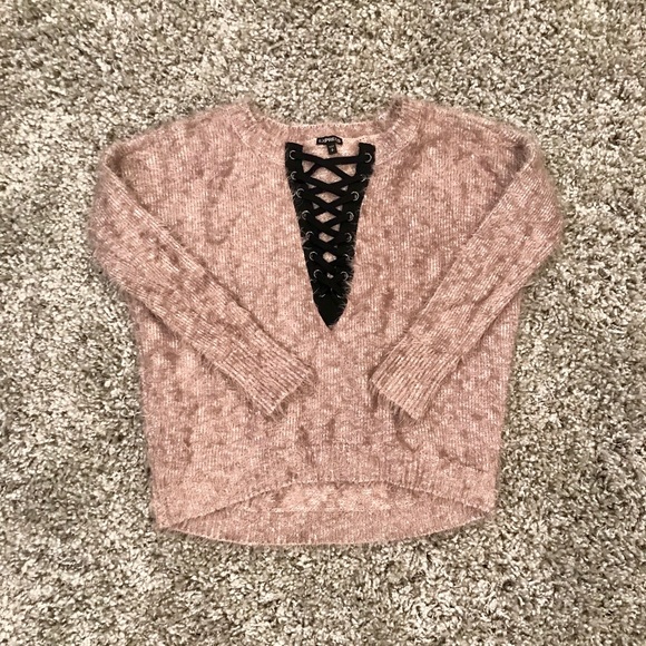 Sweater - Lace Up / Fuzzy - Picture 1 of 3